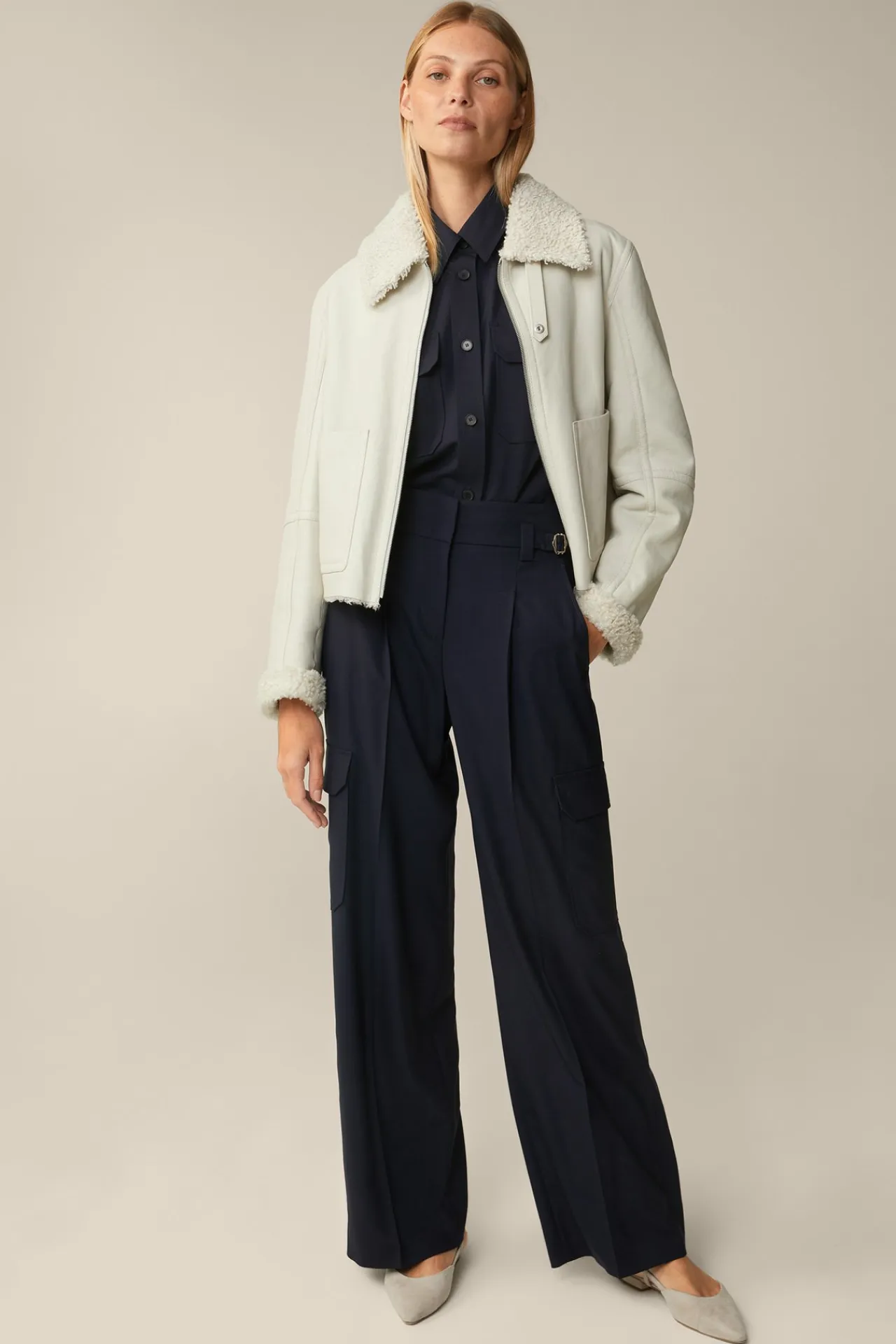 Schurwollstretch-Cargo-Marlene-Hose In*Windsor New