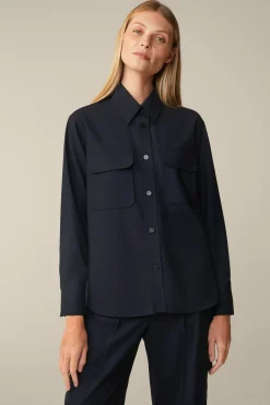 Schurwollstretch-Hemdbluse In*Windsor Discount