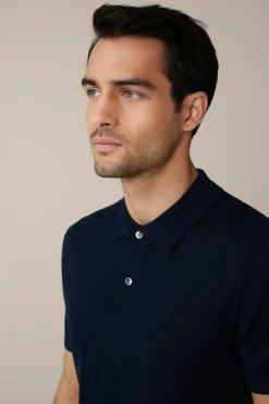Schurwoll-Strick-Polo-Shirt Mit Seide Und Cashmere In*Windsor Fashion