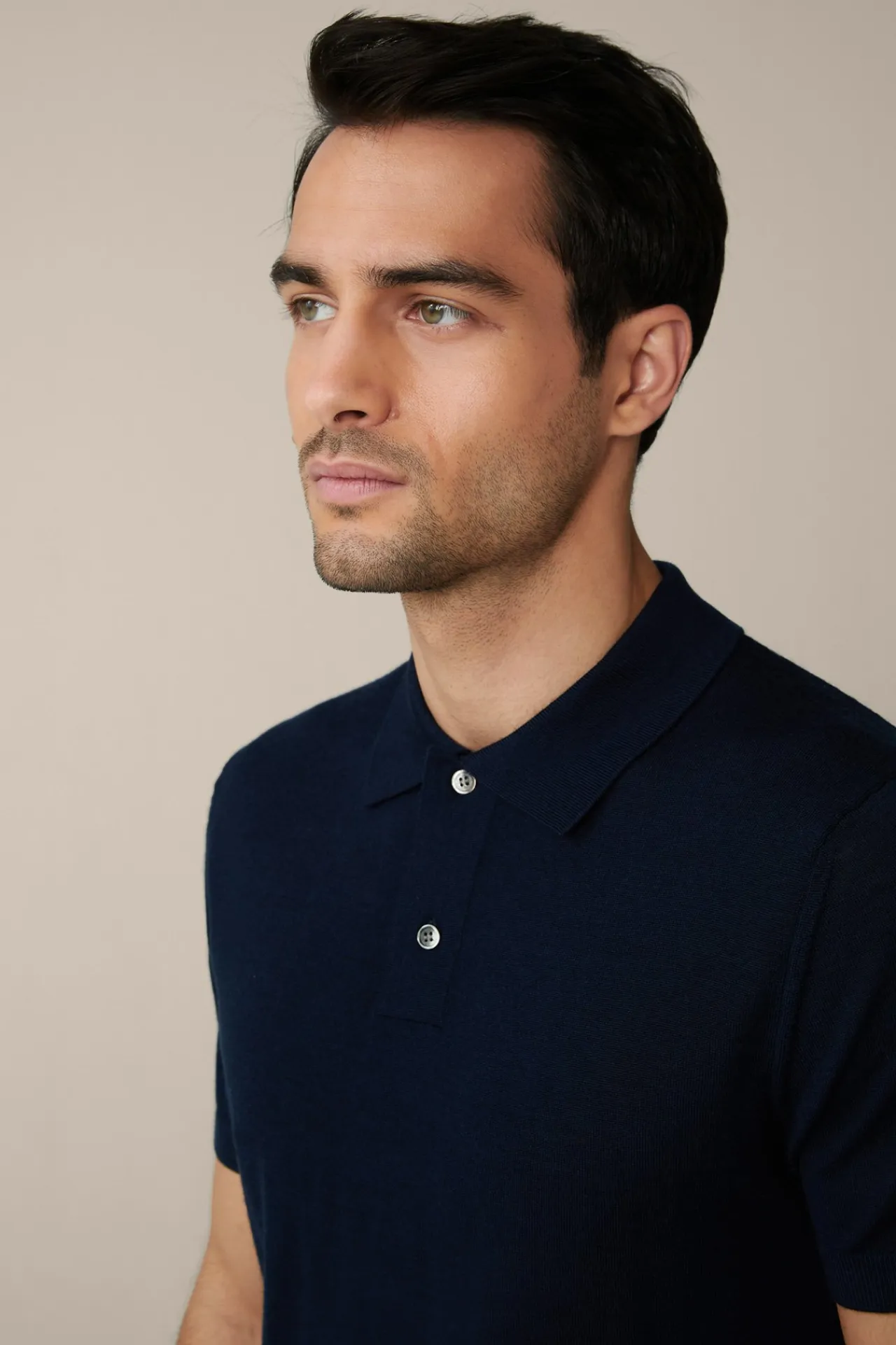 Schurwoll-Strick-Polo-Shirt Mit Seide Und Cashmere In*Windsor Fashion