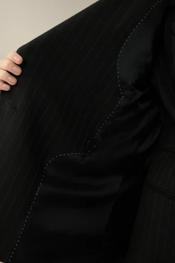 Schurwoll-Twill-Doppelreiher-Blazer Mit Nadelstreifen In*Windsor Sale
