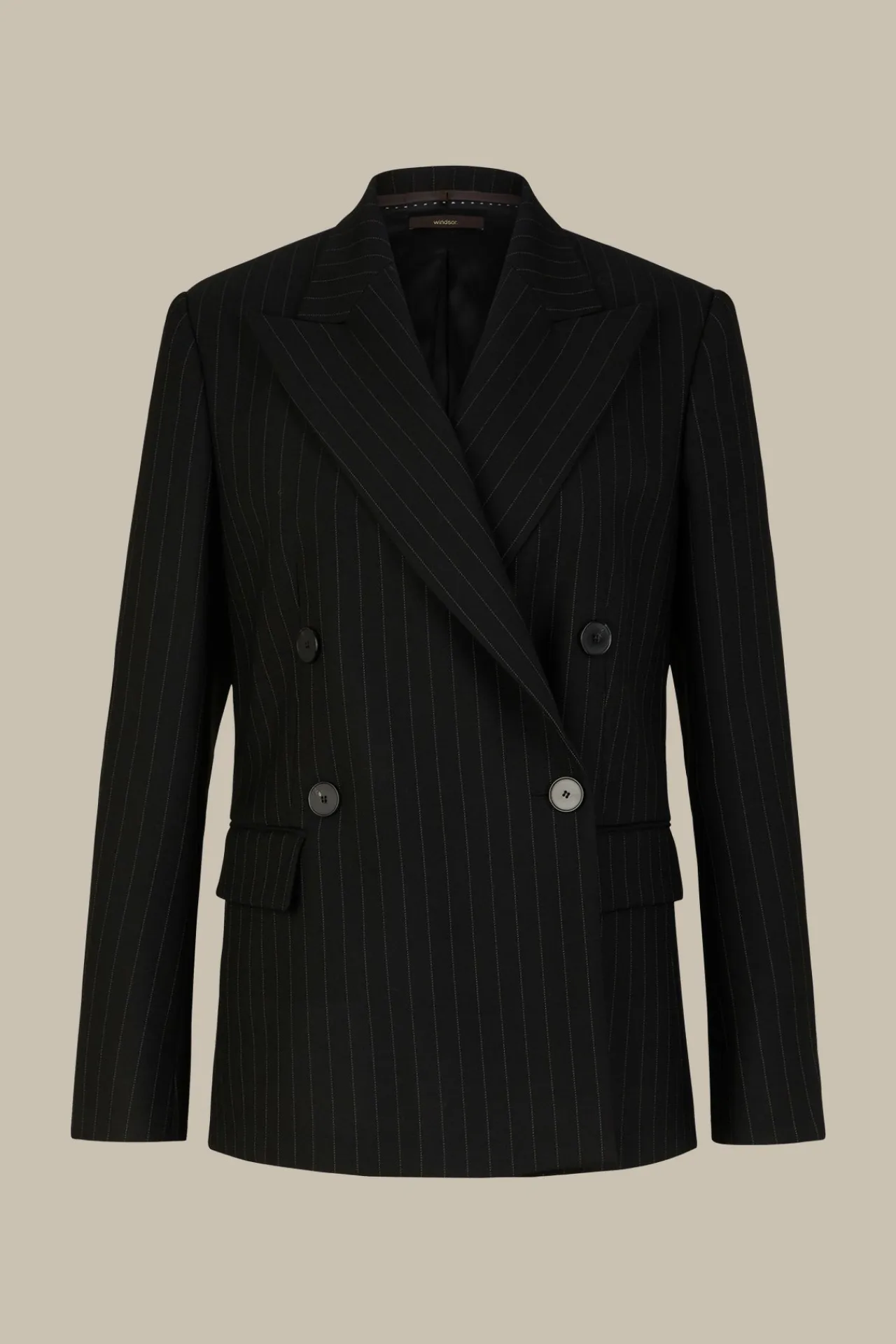 Schurwoll-Twill-Doppelreiher-Blazer Mit Nadelstreifen In*Windsor Sale