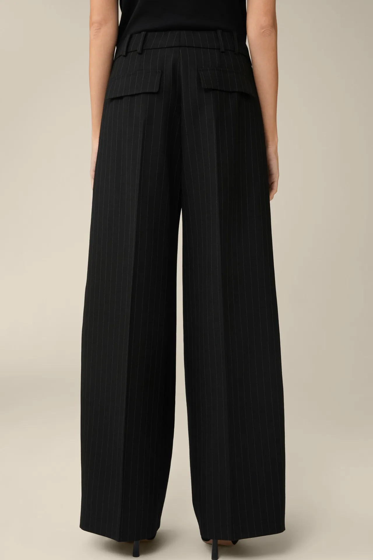 Schurwoll-Twill-Palazzo-Hose Mit Nadelstreifen In*Windsor Best