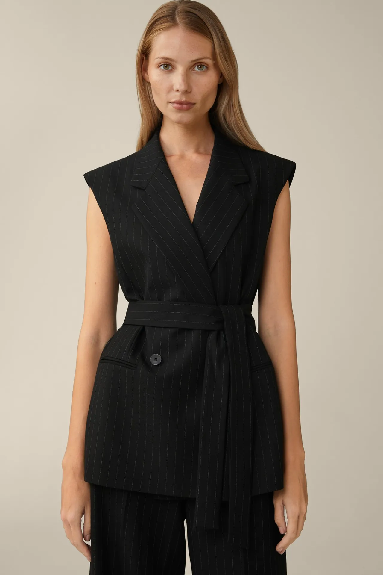 Schurwoll-Twill-Weste Mit Nadelstreifen In*Windsor Discount