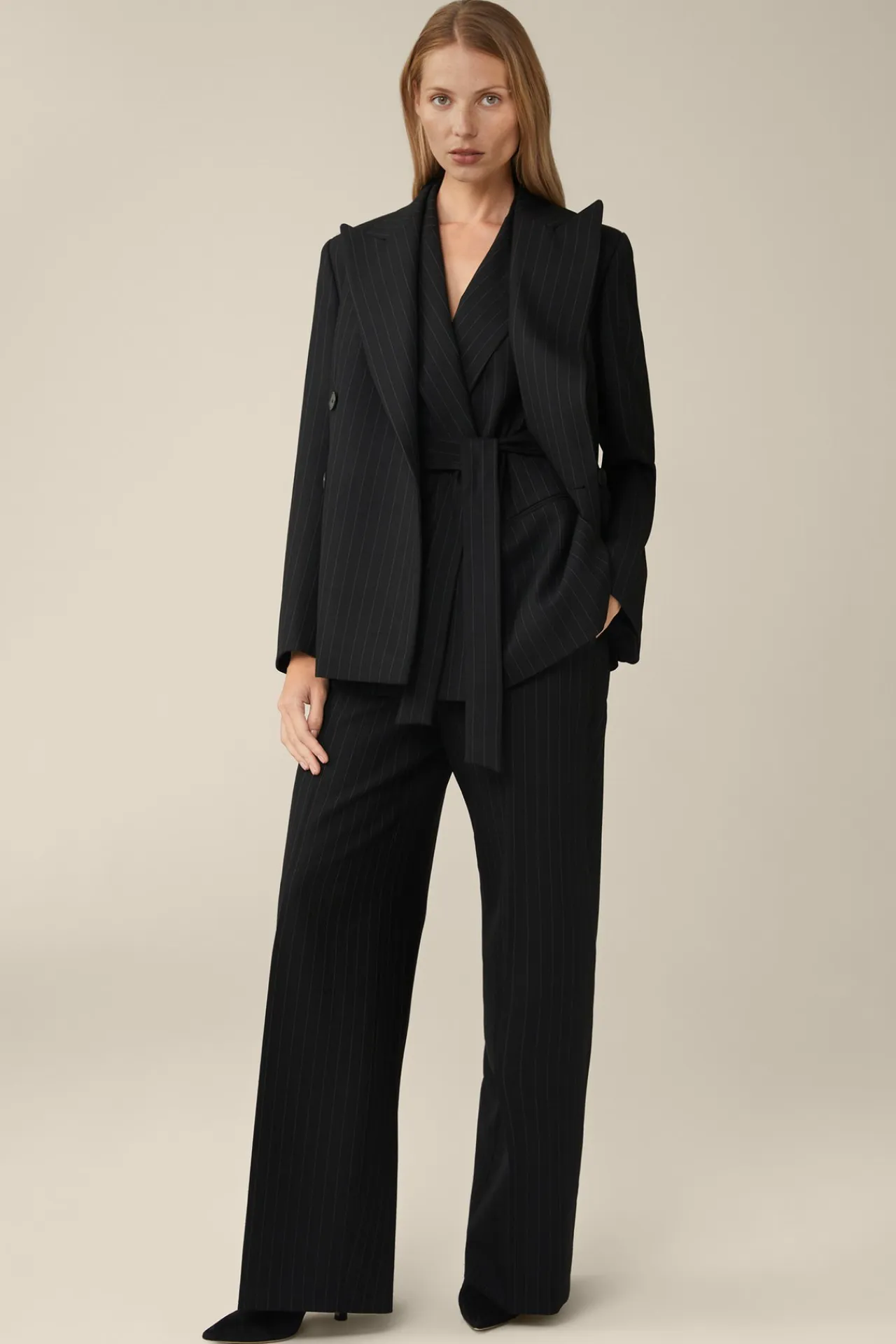 Schurwoll-Twill-Weste Mit Nadelstreifen In*Windsor Discount