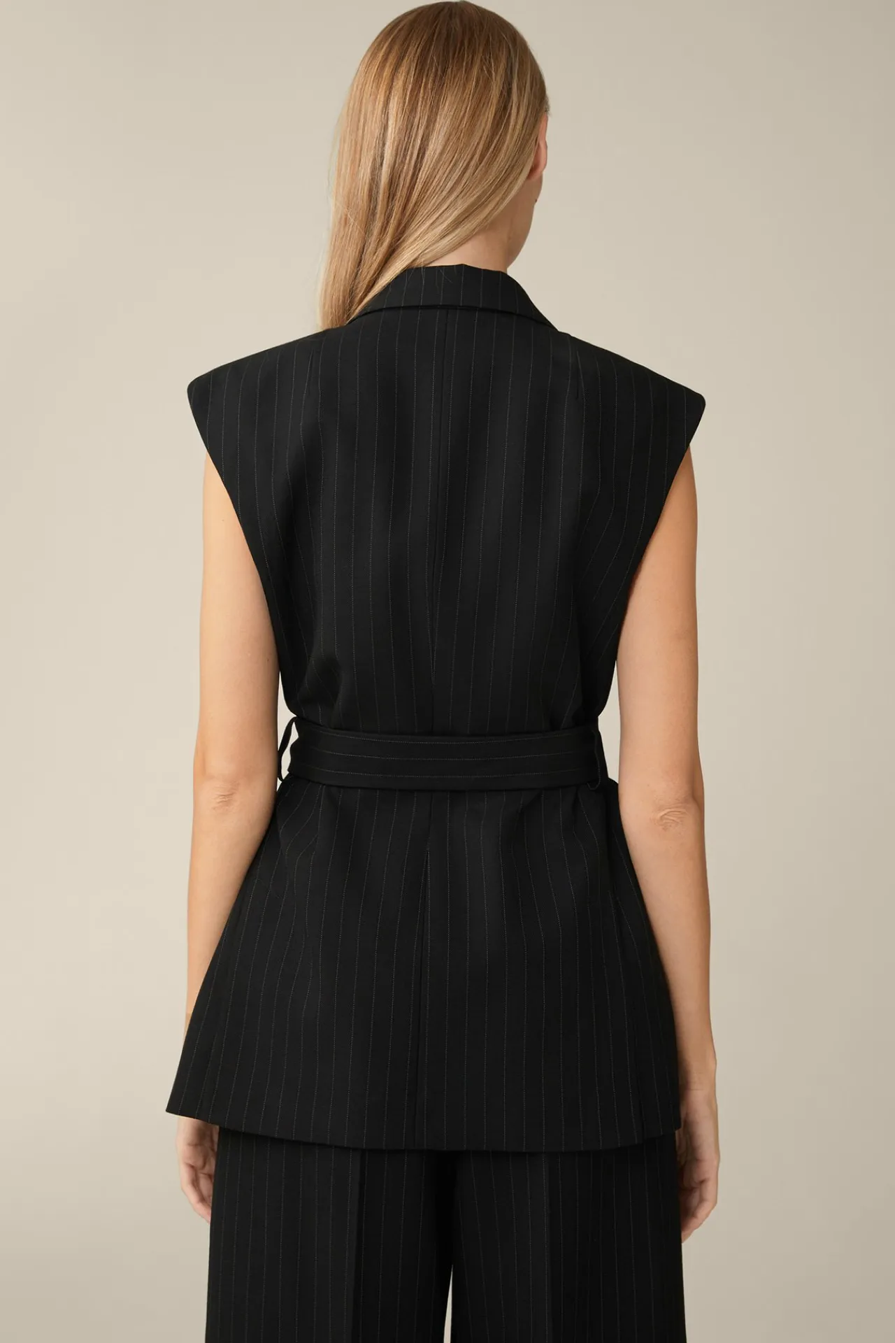 Schurwoll-Twill-Weste Mit Nadelstreifen In*Windsor Discount