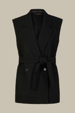 Schurwoll-Twill-Weste Mit Nadelstreifen In*Windsor Discount