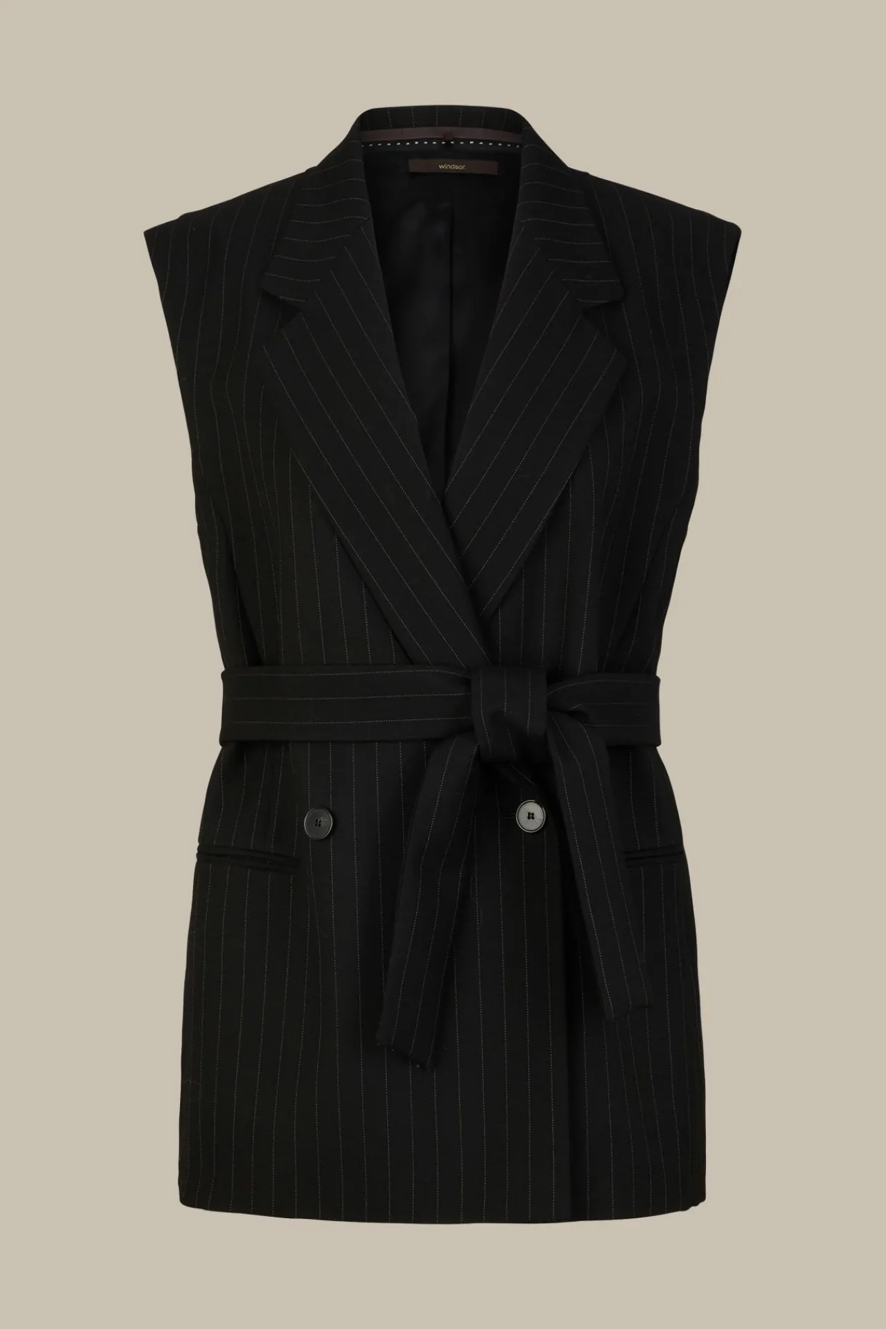 Schurwoll-Twill-Weste Mit Nadelstreifen In*Windsor Discount