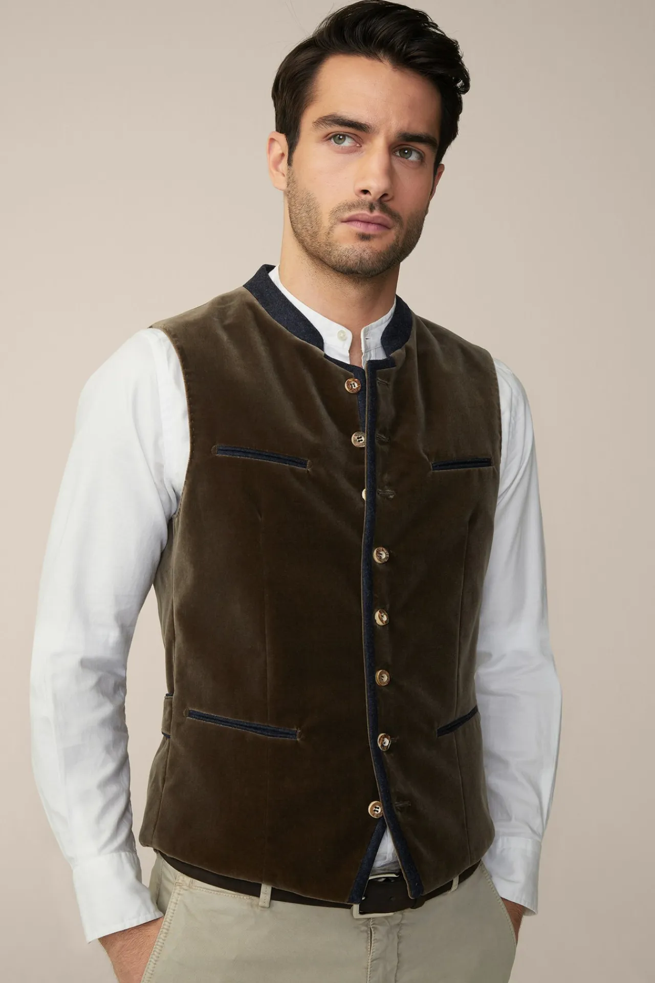 Trachten-Weste Au In Braun/Blau*Windsor Best