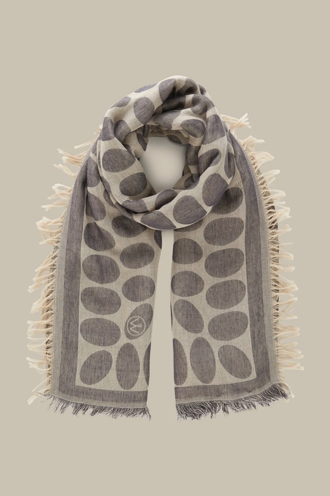 Viskose-Baumwoll-Schal In Beige-Grau Gemustert*Windsor Hot