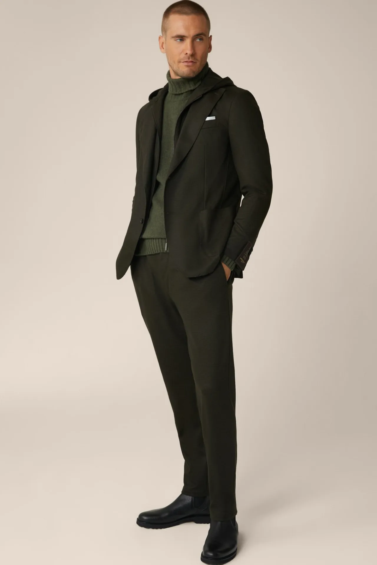 Wolljersey-Baukasten-Hose Floro Mit Bundfalte In Olive*Windsor Online