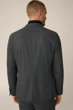 Wollmix-Baukasten-Sakko Giro In Anthrazit-Blau Check*Windsor Clearance