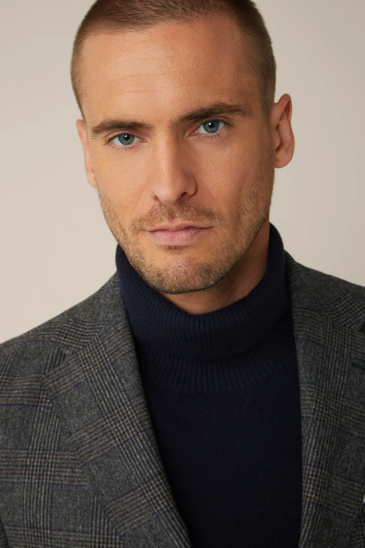 Wollmix-Baukasten-Sakko Giro In Anthrazit-Blau Check*Windsor Clearance