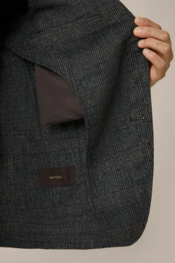 Wollmix-Baukasten-Sakko Giro In Anthrazit-Blau Check*Windsor Clearance