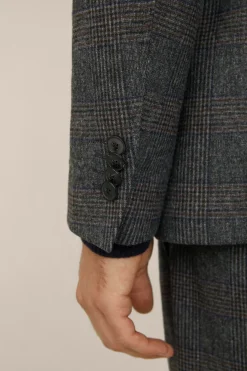 Wollmix-Baukasten-Sakko Giro In Anthrazit-Blau Check*Windsor Clearance