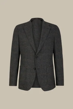Wollmix-Baukasten-Sakko Giro In Anthrazit-Blau Check*Windsor Clearance