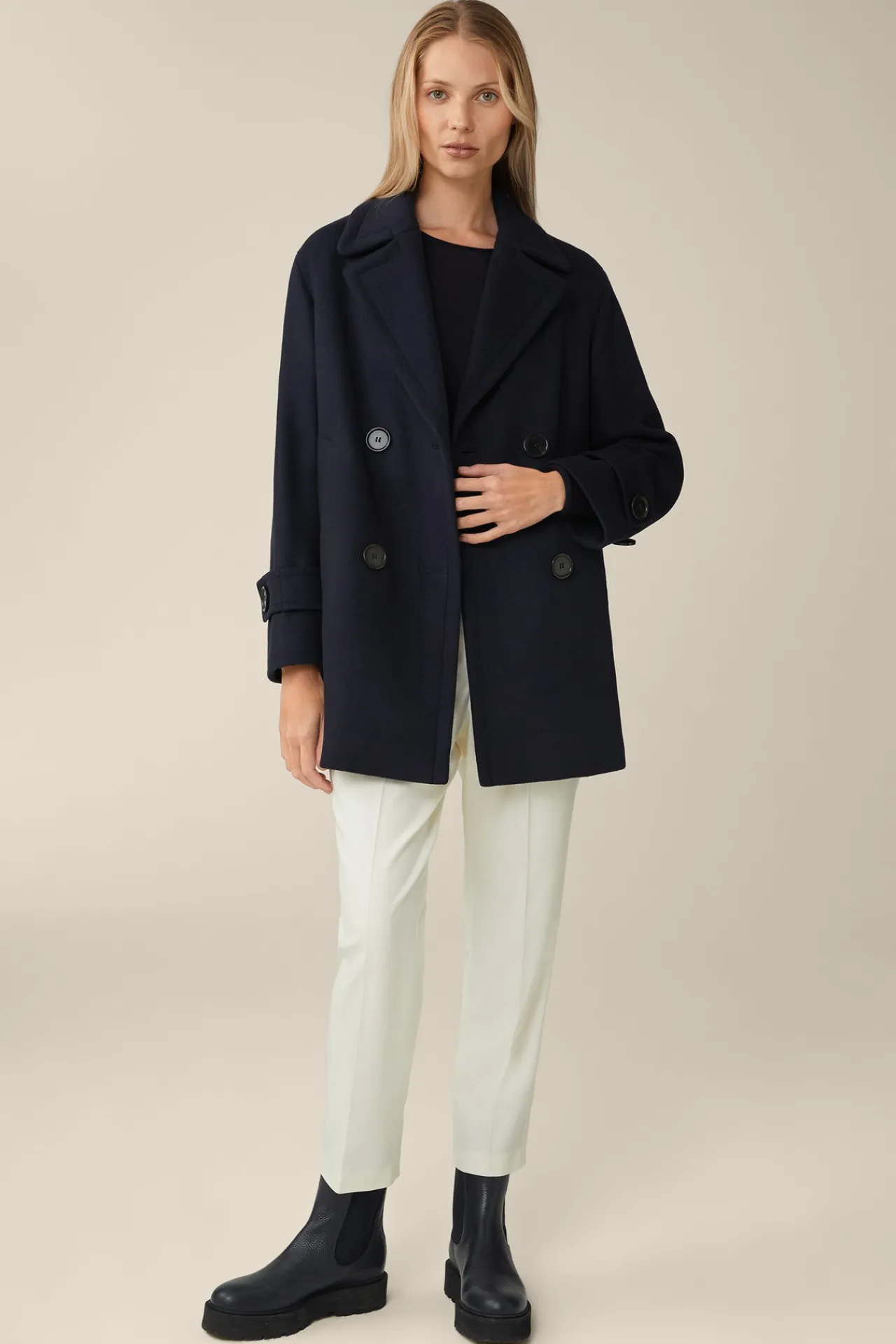 Wollmix-Caban-Jacke Mit Breitem Revers In*Windsor Discount