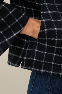 Wollmix-Cape-Jacke In Navy-Weiss Kariert*Windsor Discount