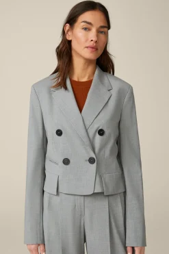 Wollmix-Doppelreiher-Kurzblazer In Hell Melange*Windsor Clearance