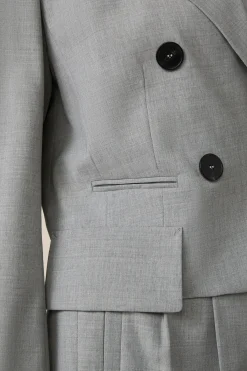 Wollmix-Doppelreiher-Kurzblazer In Hell Melange*Windsor Clearance