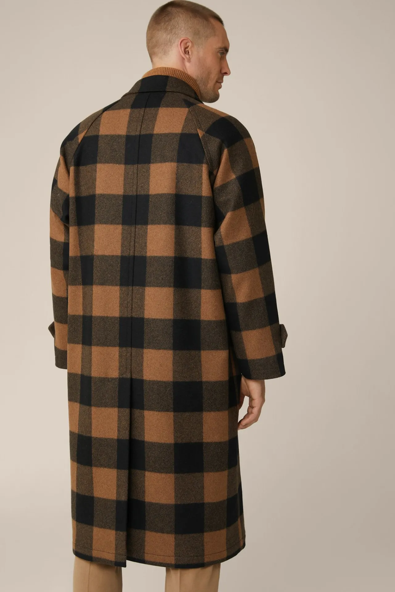 Wollmix-Mantel Rossano Mit Hemdkragen In Schwarz-Braun Check*Windsor Hot