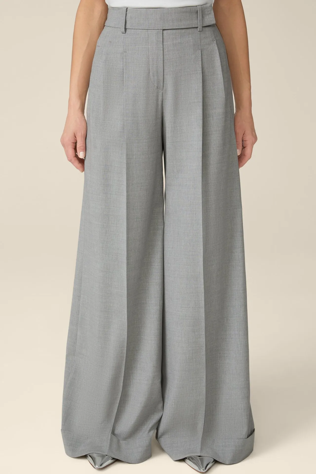 Wollmix-Palazzo-Hose In Hell Melange*Windsor Discount