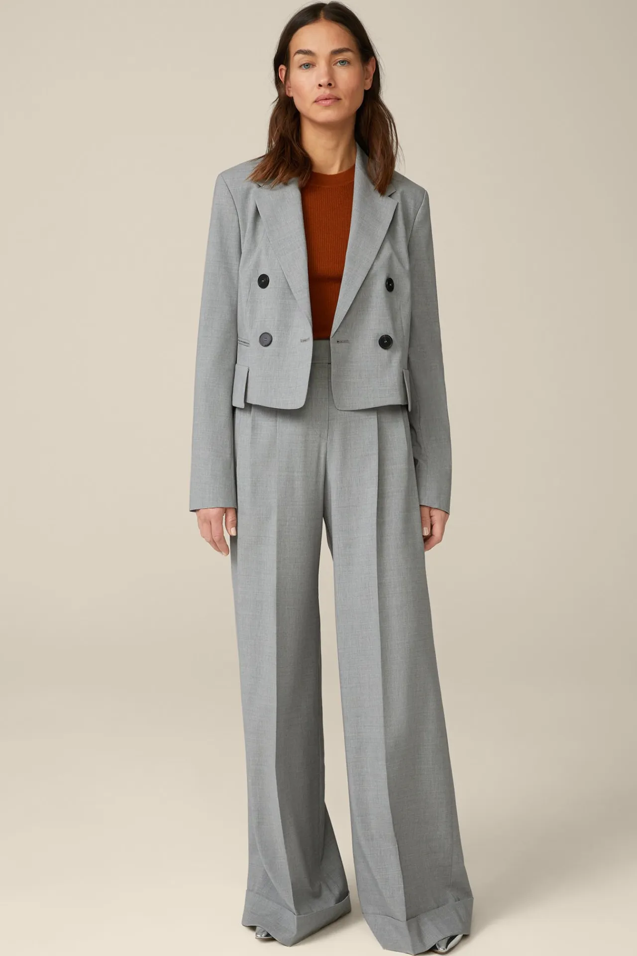 Wollmix-Palazzo-Hose In Hell Melange*Windsor Discount