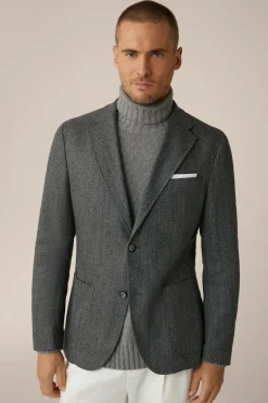 Wollmix-Sakko Giro Mit Cashmere In Fischgrat Schwarz-Grau*Windsor Discount