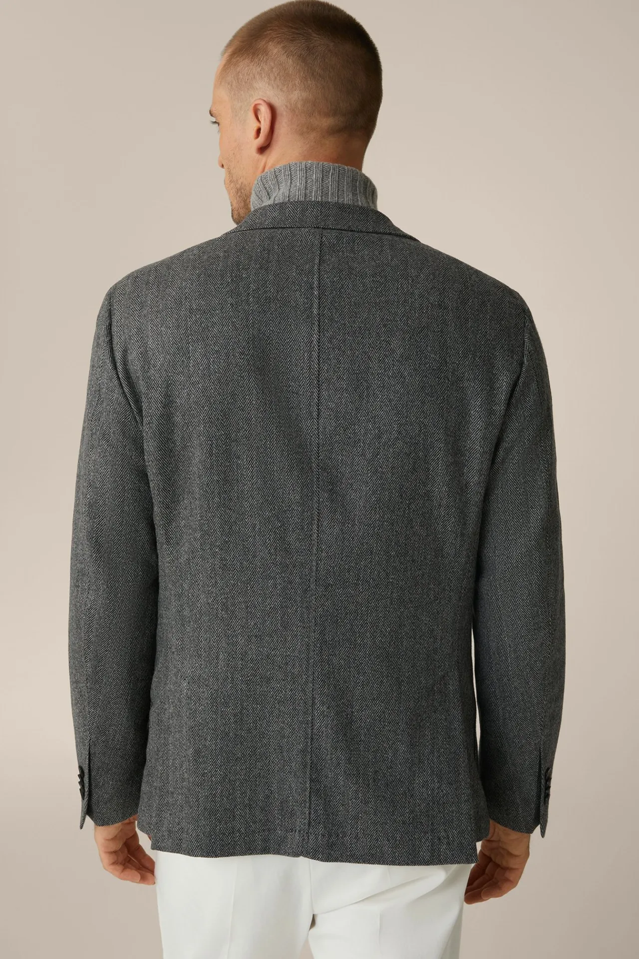 Wollmix-Sakko Giro Mit Cashmere In Fischgrat Schwarz-Grau*Windsor Discount