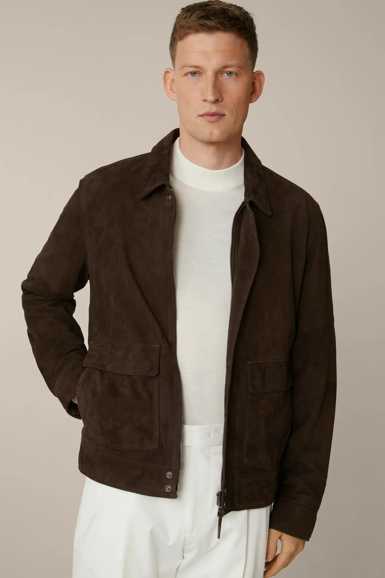 Ziegenvelours-Leder-Blouson Montagnana Mit Umlegekragen In*Windsor Online