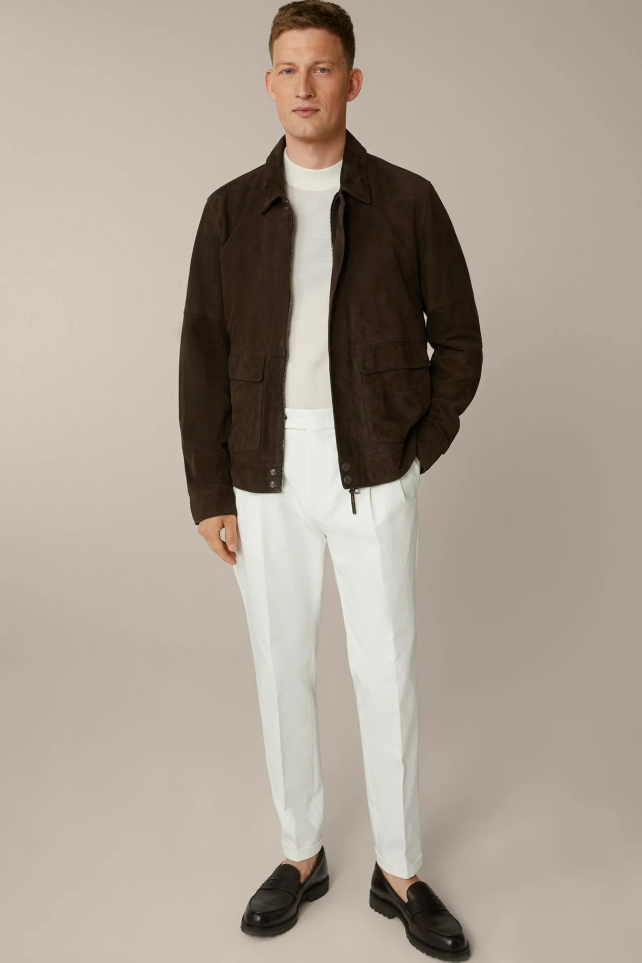 Ziegenvelours-Leder-Blouson Montagnana Mit Umlegekragen In*Windsor Online