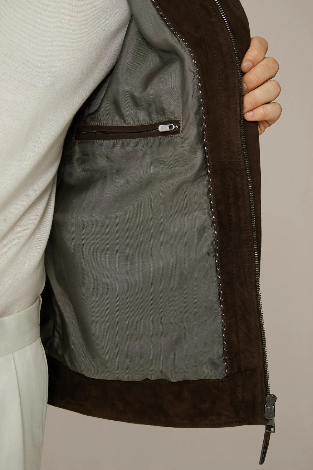 Ziegenvelours-Leder-Blouson Montagnana Mit Umlegekragen In*Windsor Online