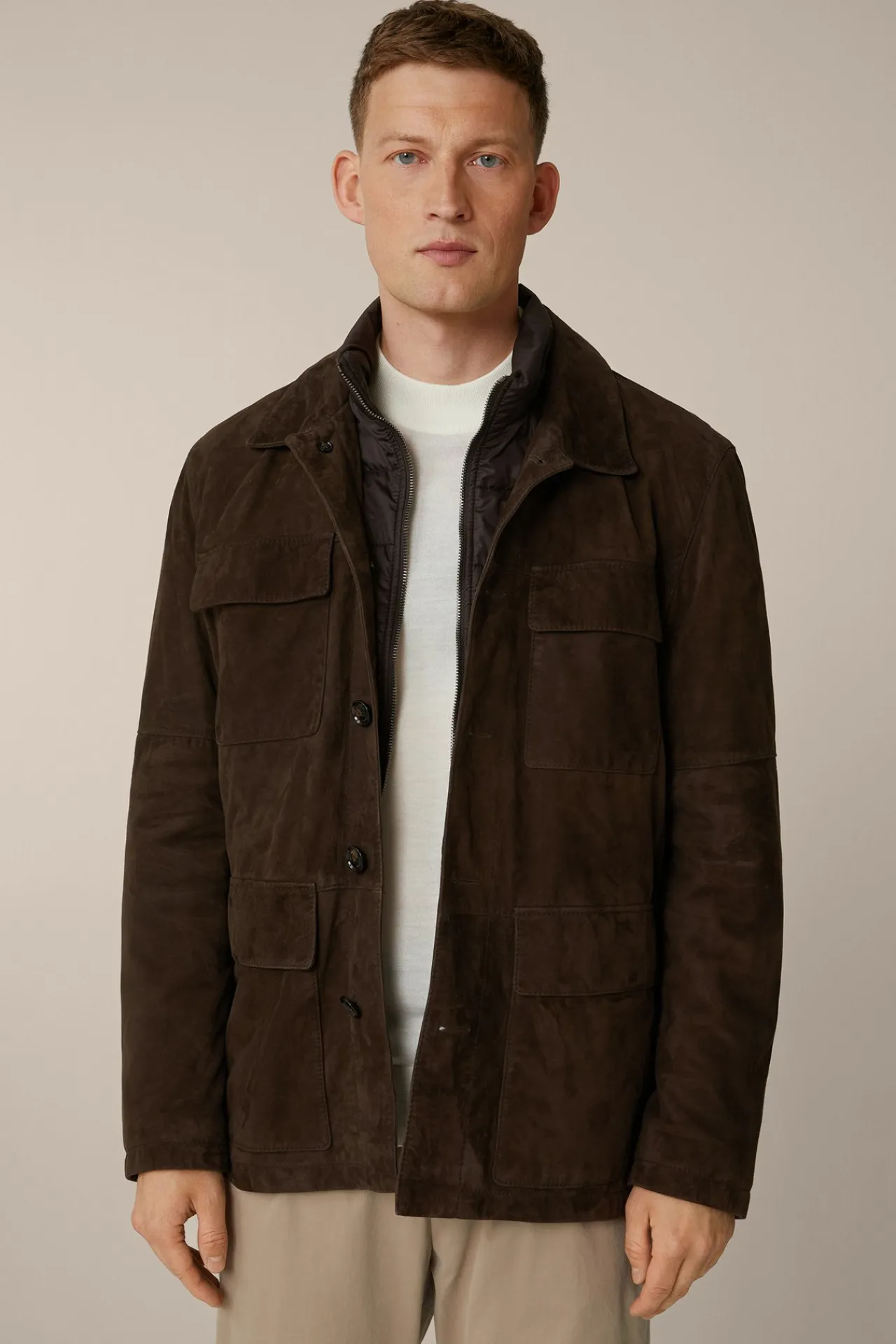 Ziegenvelours-Leder-Fieldjacket Alvaroin Mit Umlegekragen In*Windsor Best