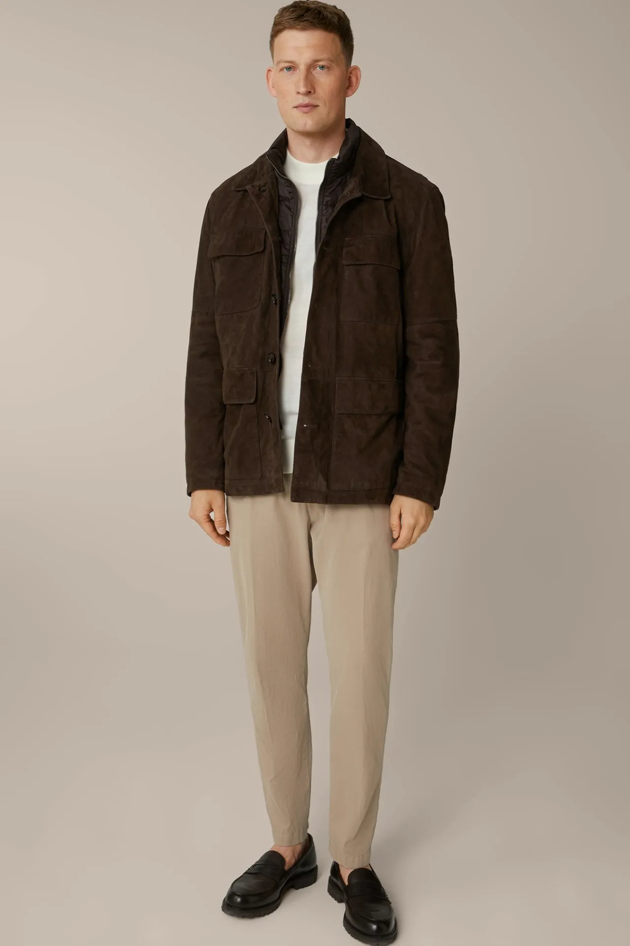 Ziegenvelours-Leder-Fieldjacket Alvaroin Mit Umlegekragen In*Windsor Best